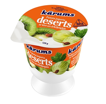 Putota jogurta deserts ar kivi un ērkšķogām
